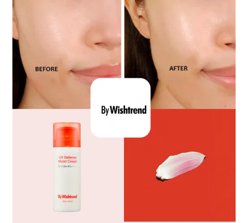 By Wishtrend Зволожуючий сонцезахисний крем з пантенолом UV Defense Moist Cream SPF 50+ PA++++ 50мл